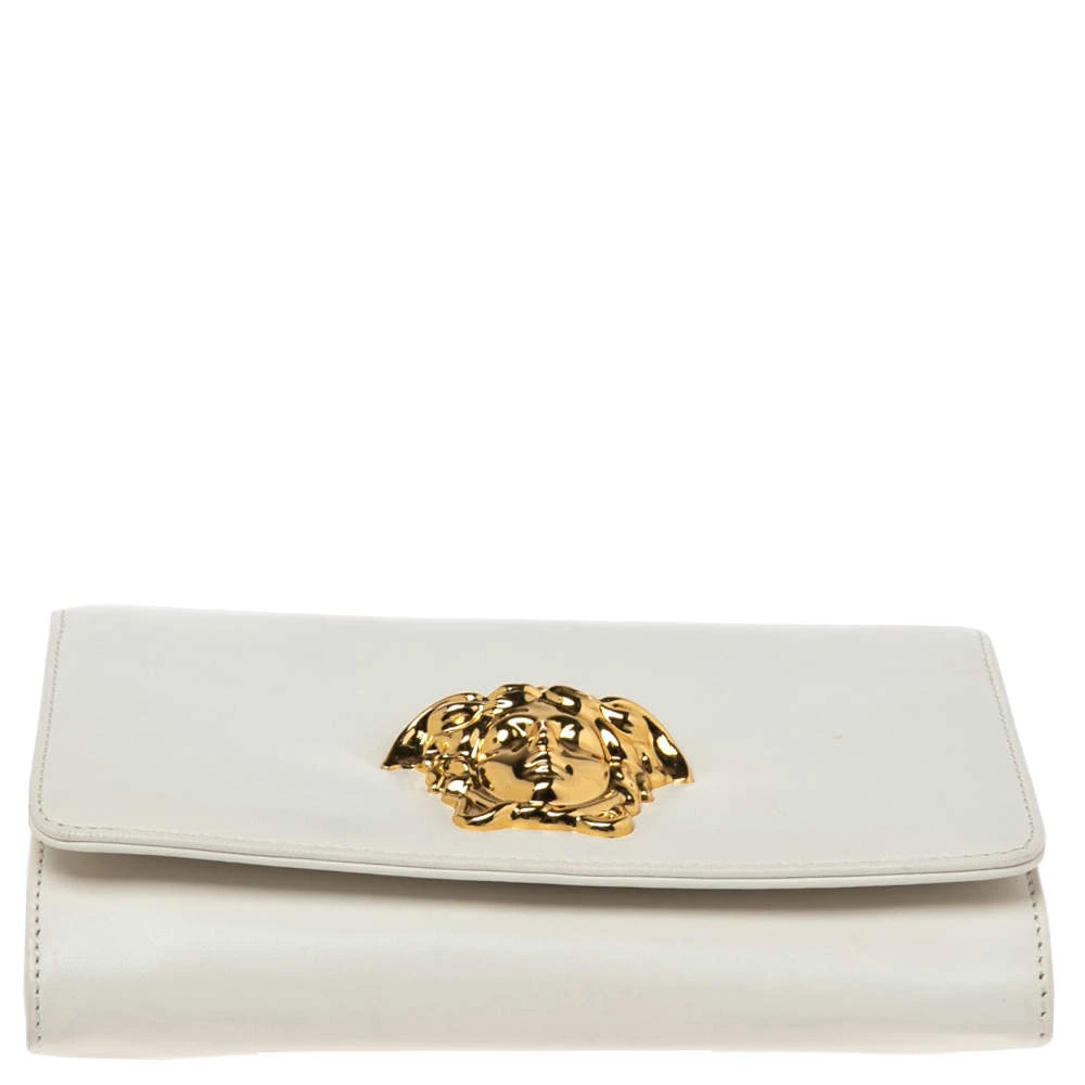 Versace White Leather Medusa Chain Clutch For Women - Image 6