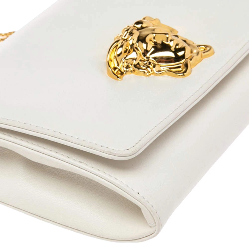 Versace White Leather Medusa Chain Clutch For Women - Image 11