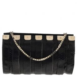 Versace Black Snakeskin Leather Shoulder Bag For Women