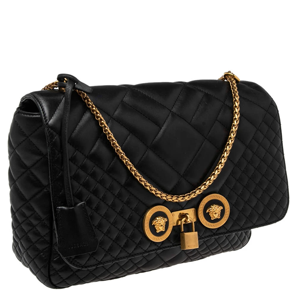 Versace Black Quilted Leather Icon Shoulder Bag For Women - Image 3