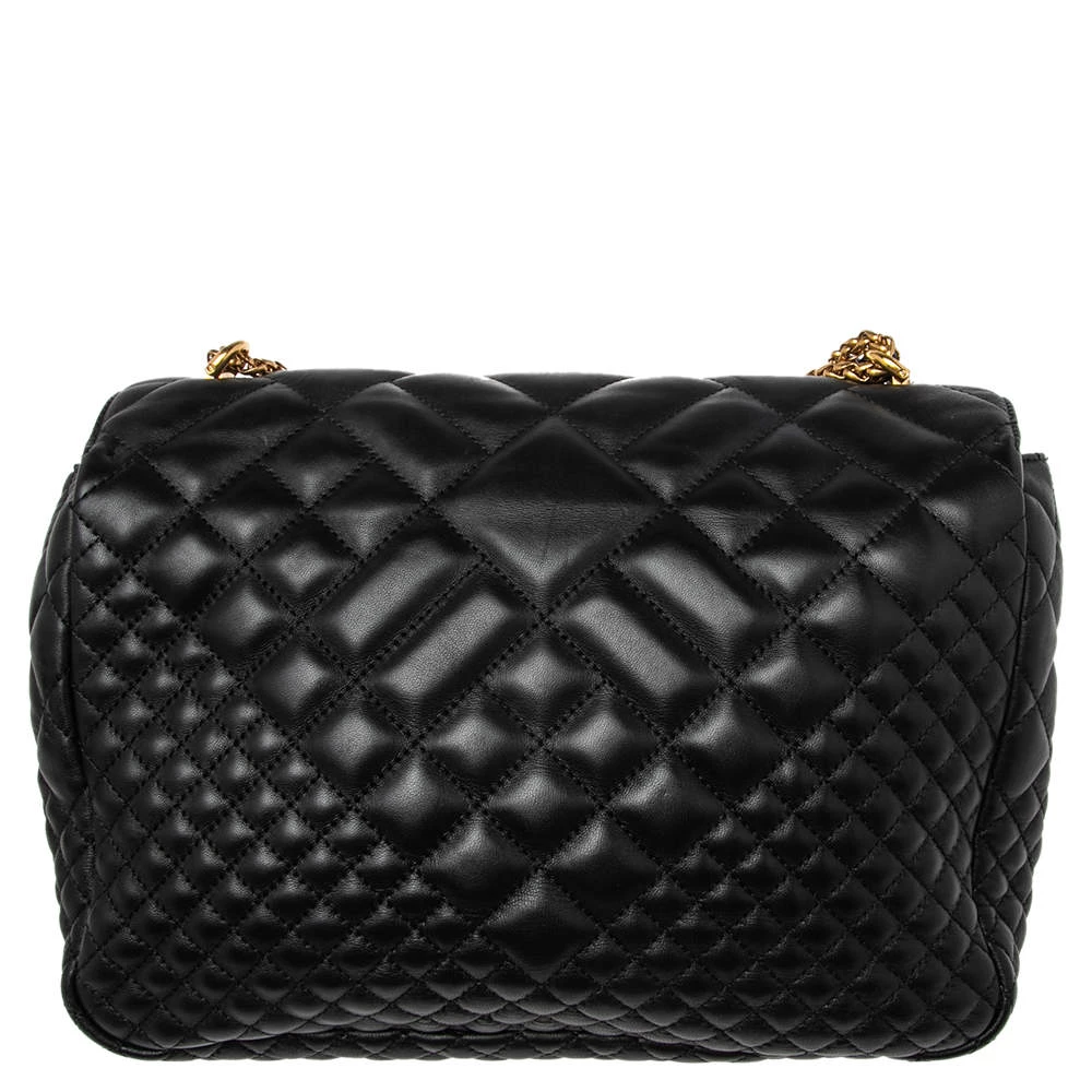 Versace Black Quilted Leather Icon Shoulder Bag For Women - Image 4