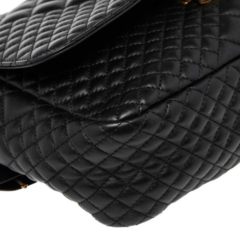 Versace Black Quilted Leather Icon Shoulder Bag For Women - Image 12