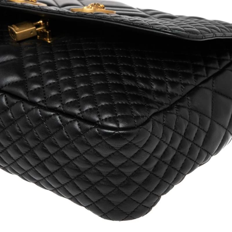 Versace Black Quilted Leather Icon Shoulder Bag For Women - Image 13