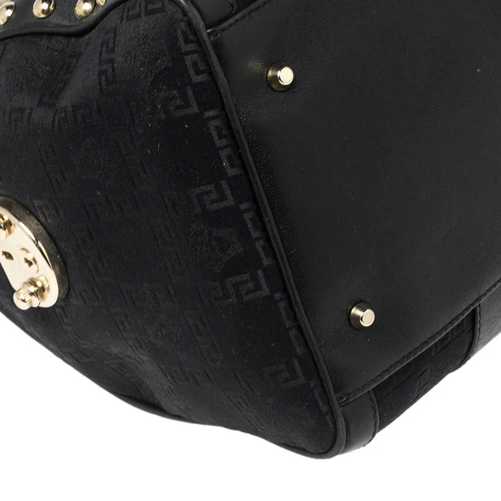 Versace Black Fabric And Leather Trim Snap Out Of It Satchel For Women - Image 10