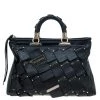 Versace Black Leather Vanitas Shopping Tote For Women