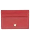 Versace Red Leather Medusa Card Case For Women