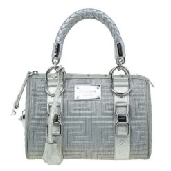 Versace Metallic Leather Quilted Snap Out Of It Bag For Women