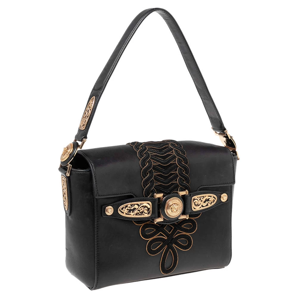 Versace Black Leather D Signature Medusa Shoulder Bag For Women - Image 3