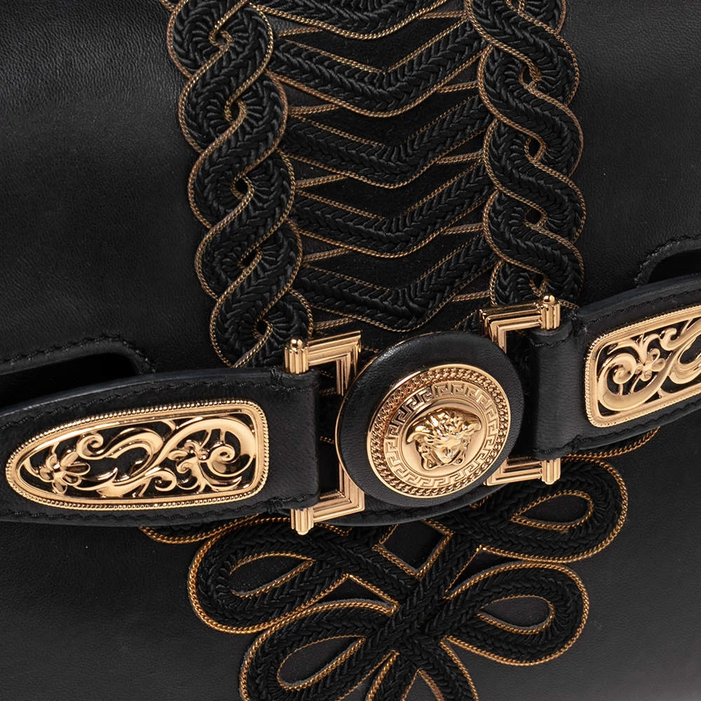 Versace Black Leather D Signature Medusa Shoulder Bag For Women - Image 5