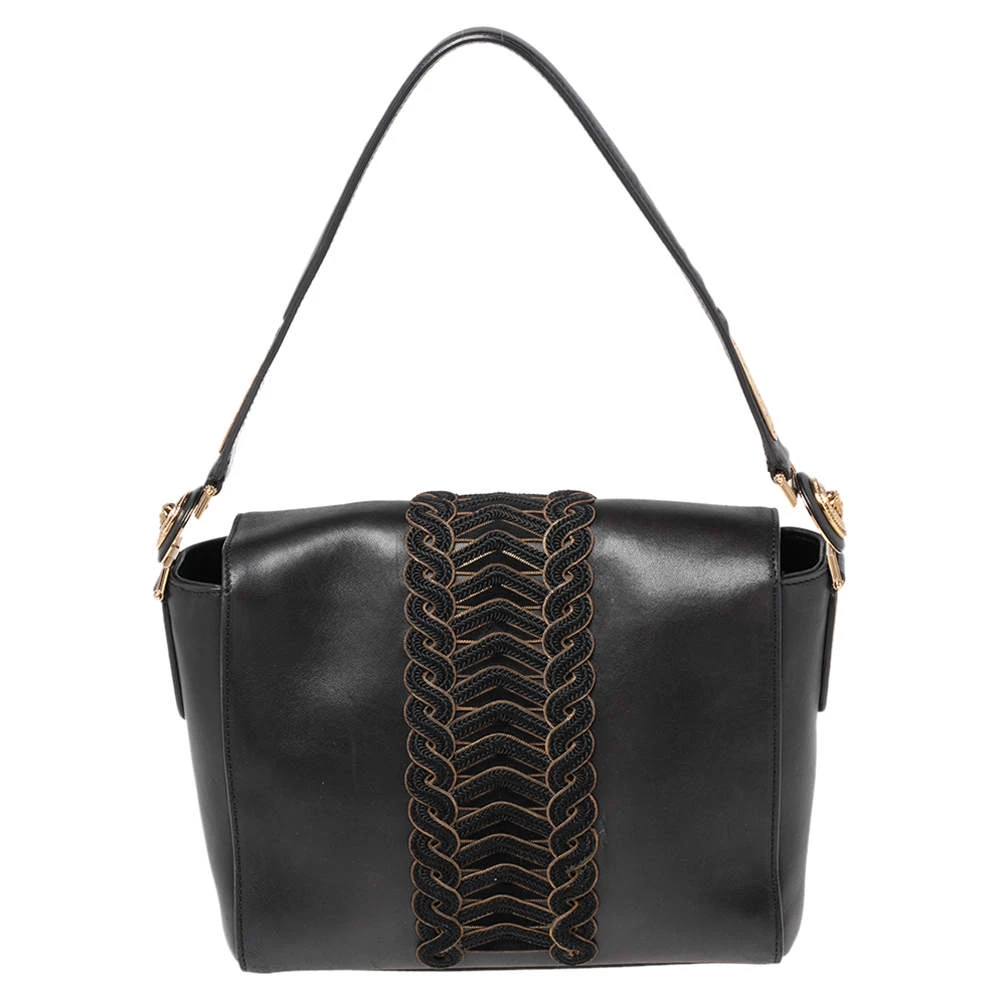 Versace Black Leather D Signature Medusa Shoulder Bag For Women - Image 4