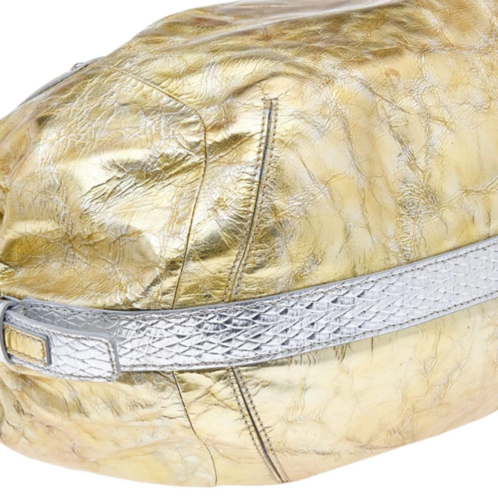 Versace Gold/Silver Leather Satchel For Women - Image 10