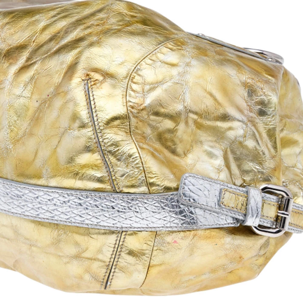 Versace Gold/Silver Leather Satchel For Women - Image 11