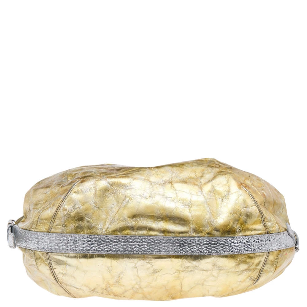 Versace Gold/Silver Leather Satchel For Women - Image 6