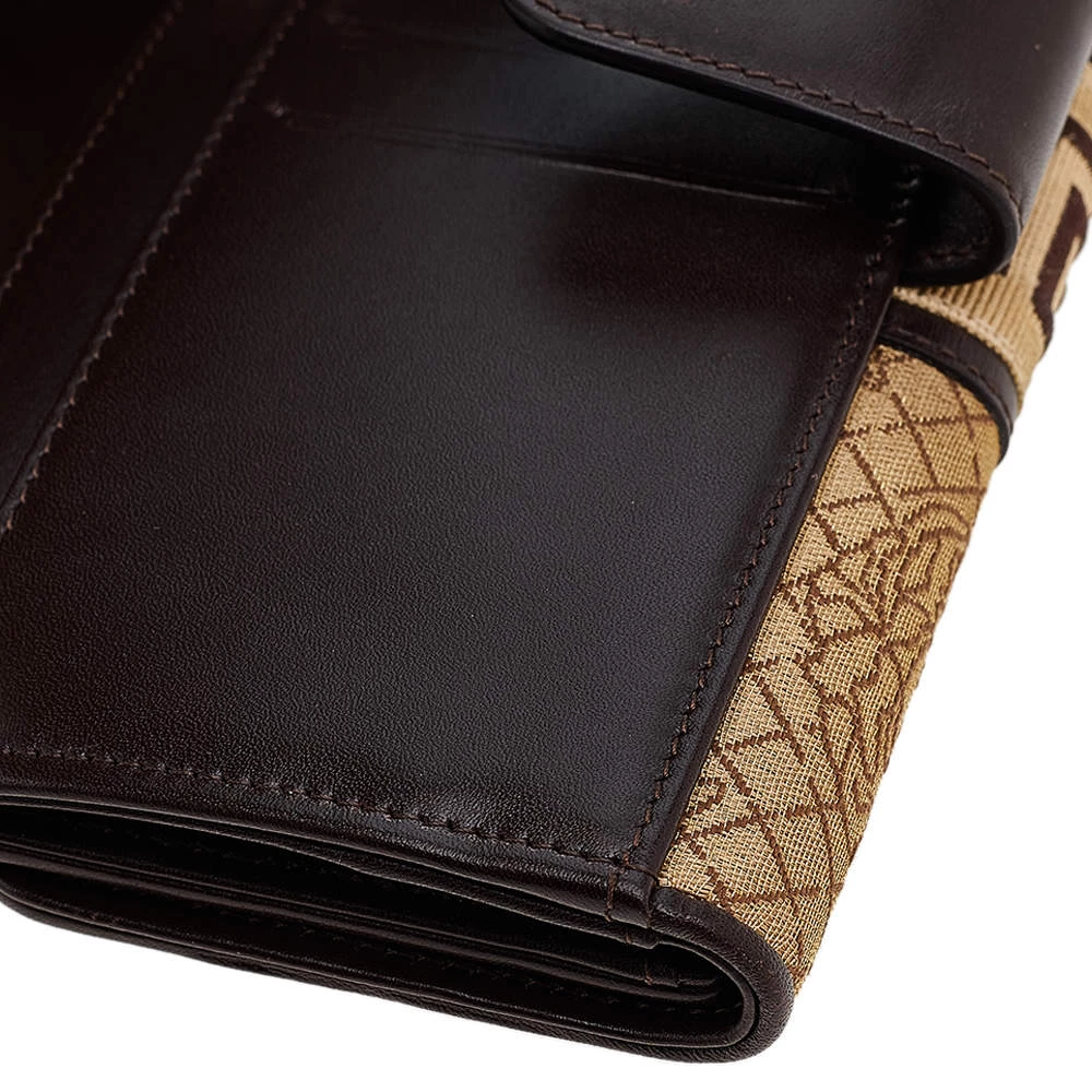 Versace Beige/Brown Medusa Canvas And Leather Continental Wallet For Women - Image 7