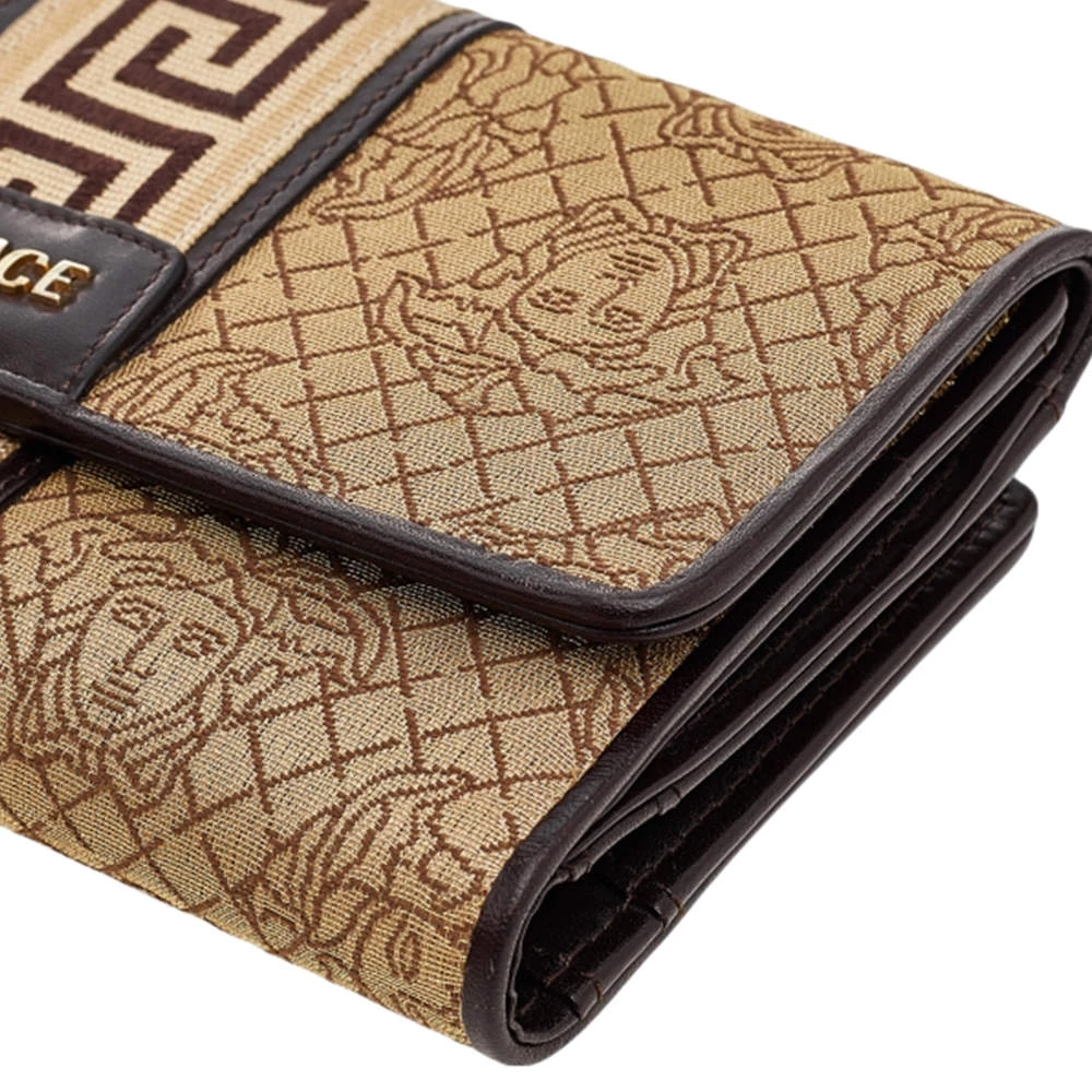 Versace Beige/Brown Medusa Canvas And Leather Continental Wallet For Women - Image 11