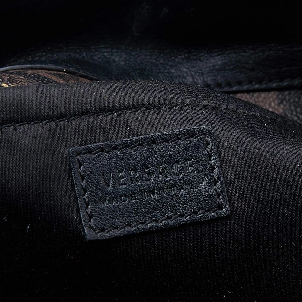 Versace Brown/Black Barocco Print Coated Canvas And Leather Tote For Women - Image 8