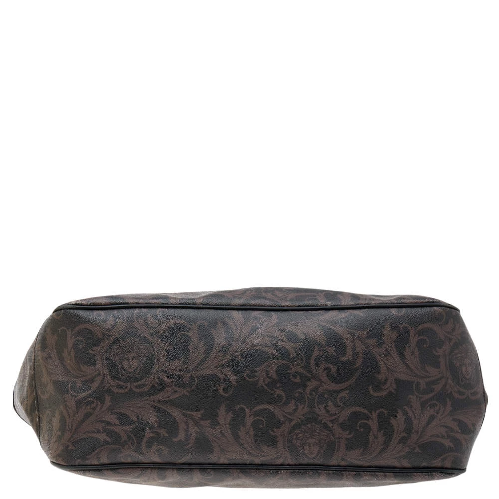 Versace Brown/Black Barocco Print Coated Canvas And Leather Tote For Women - Image 6