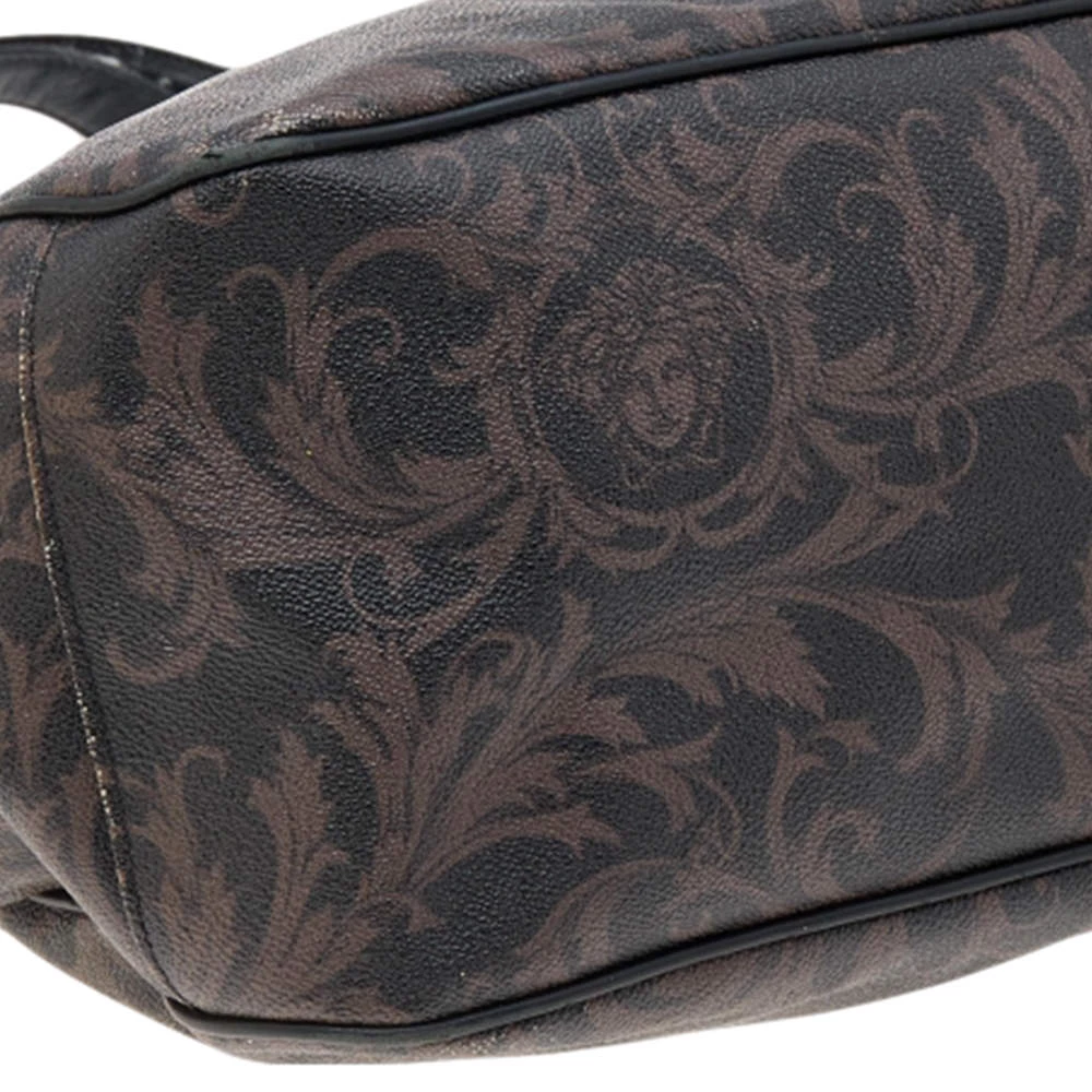 Versace Brown/Black Barocco Print Coated Canvas And Leather Tote For Women - Image 10