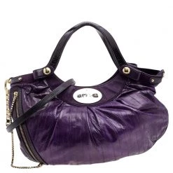 Versace Purple Eel And Patent Leather Hobo For Women