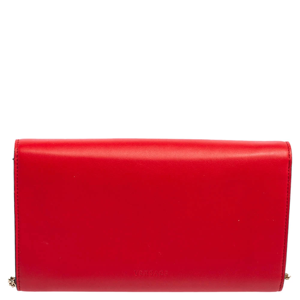 Versace Red Leather Flap Wallet On Chain For Women - Image 4