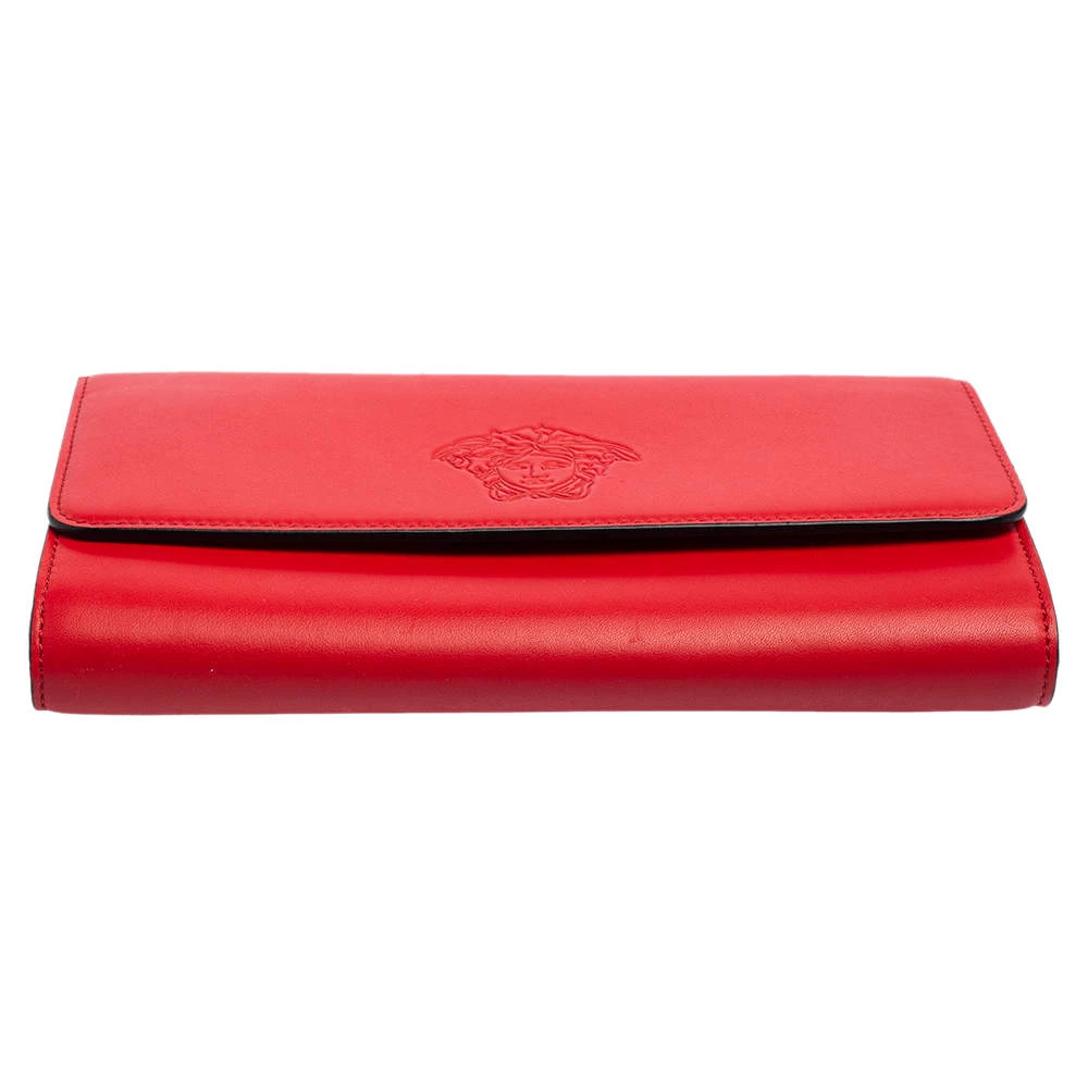 Versace Red Leather Flap Wallet On Chain For Women - Image 6