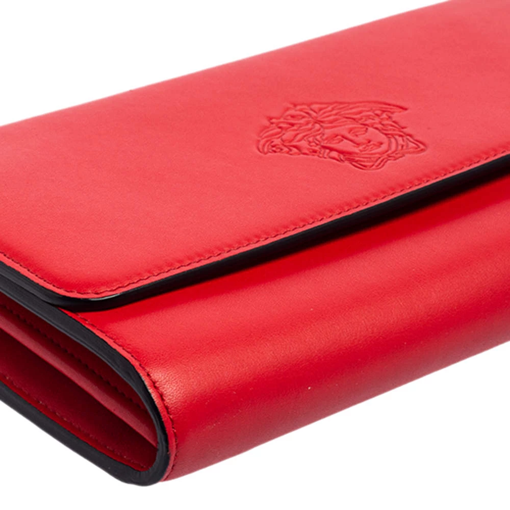 Versace Red Leather Flap Wallet On Chain For Women - Image 11