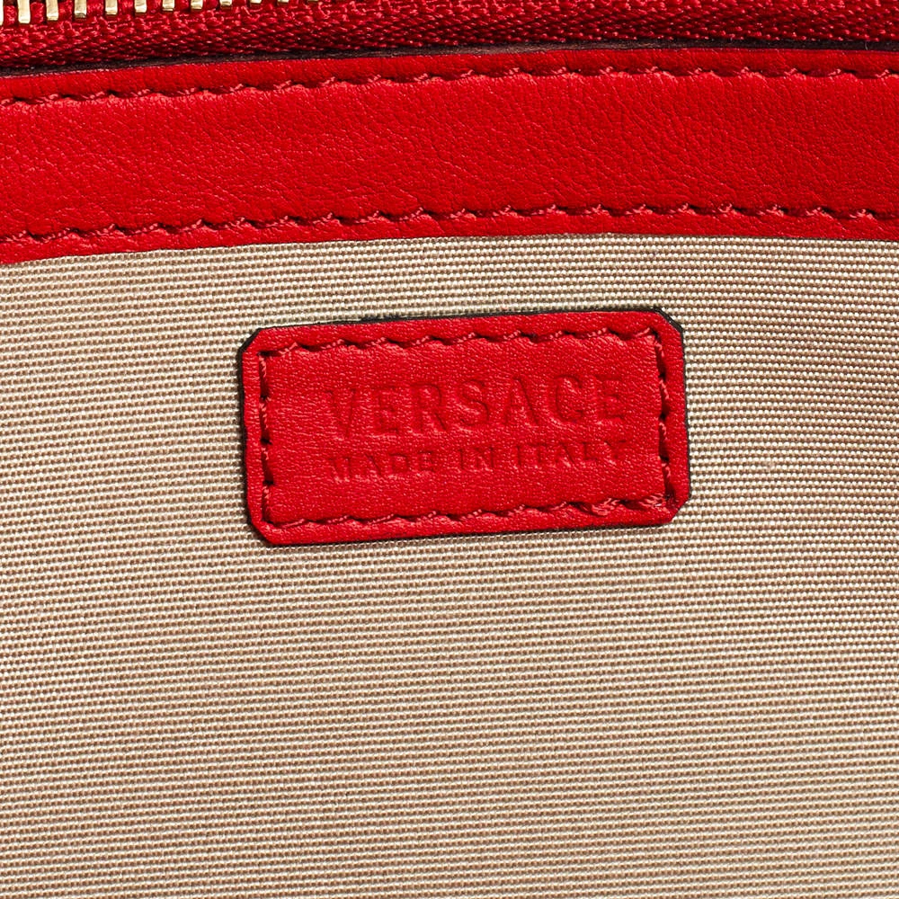 Versace Red Leather Flap Wallet On Chain For Women - Image 9