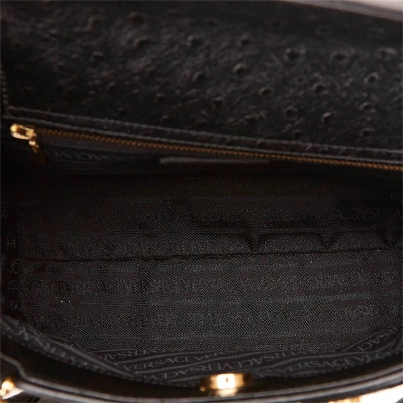 Versace Black Ostrich Leather Tote For Women - Image 5