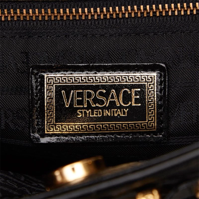 Versace Black Ostrich Leather Tote For Women - Image 6
