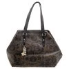 Versace Black/Brown Medusa Floral Printed Coated Canvas & Snakeskin Leather Tote For Women