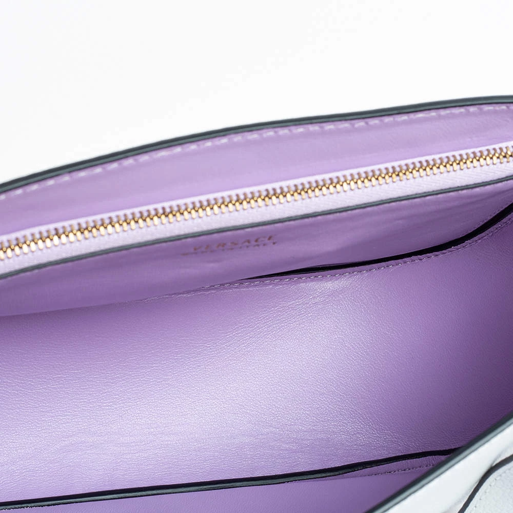 Versace White Leather La Medusa Studded Shoulder Bag For Women - Image 8