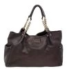 Versace Dark Brown Leather Charm Chain Shoulder Bag For Women