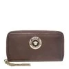 Versace Metallic Brown Leather Medusa Zip Around Wallet For Women