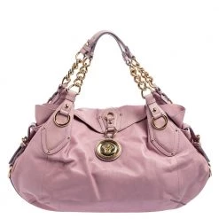 Versace Lilac Leather Medusa Flap Chain Hobo For Women