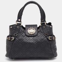 Versace Black Leather Medusa Satchel For Women