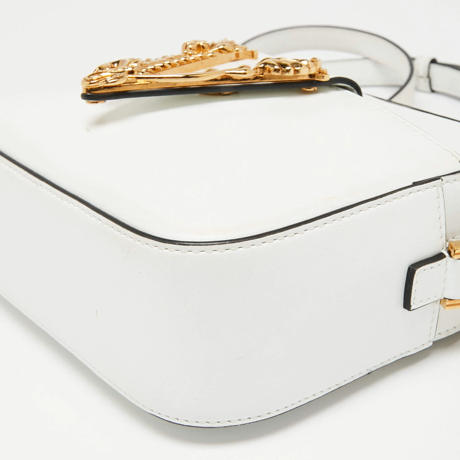 Versace White Leather Virtus Crossbody Bag For Women - Image 12