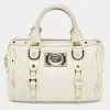 Versace Metallic Pearl Leather Snap Out Of It Satchel For Women