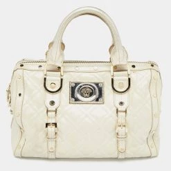 Versace Metallic Pearl Leather Snap Out Of It Satchel For Women