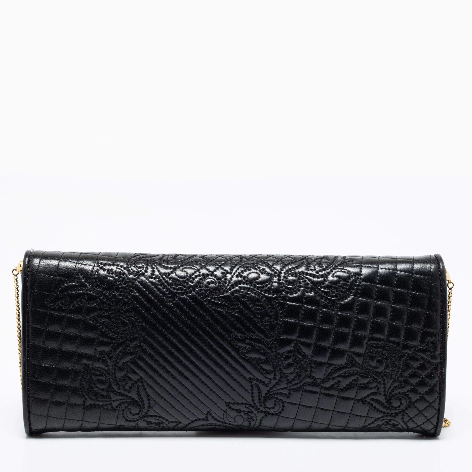 Versace Black Quilted Leather Medusa Chain Clutch For Women - Image 4