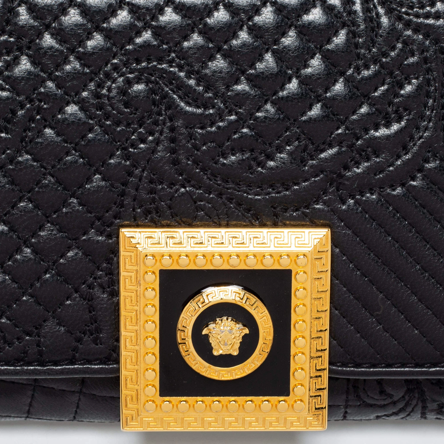 Versace Black Quilted Leather Medusa Chain Clutch For Women - Image 5