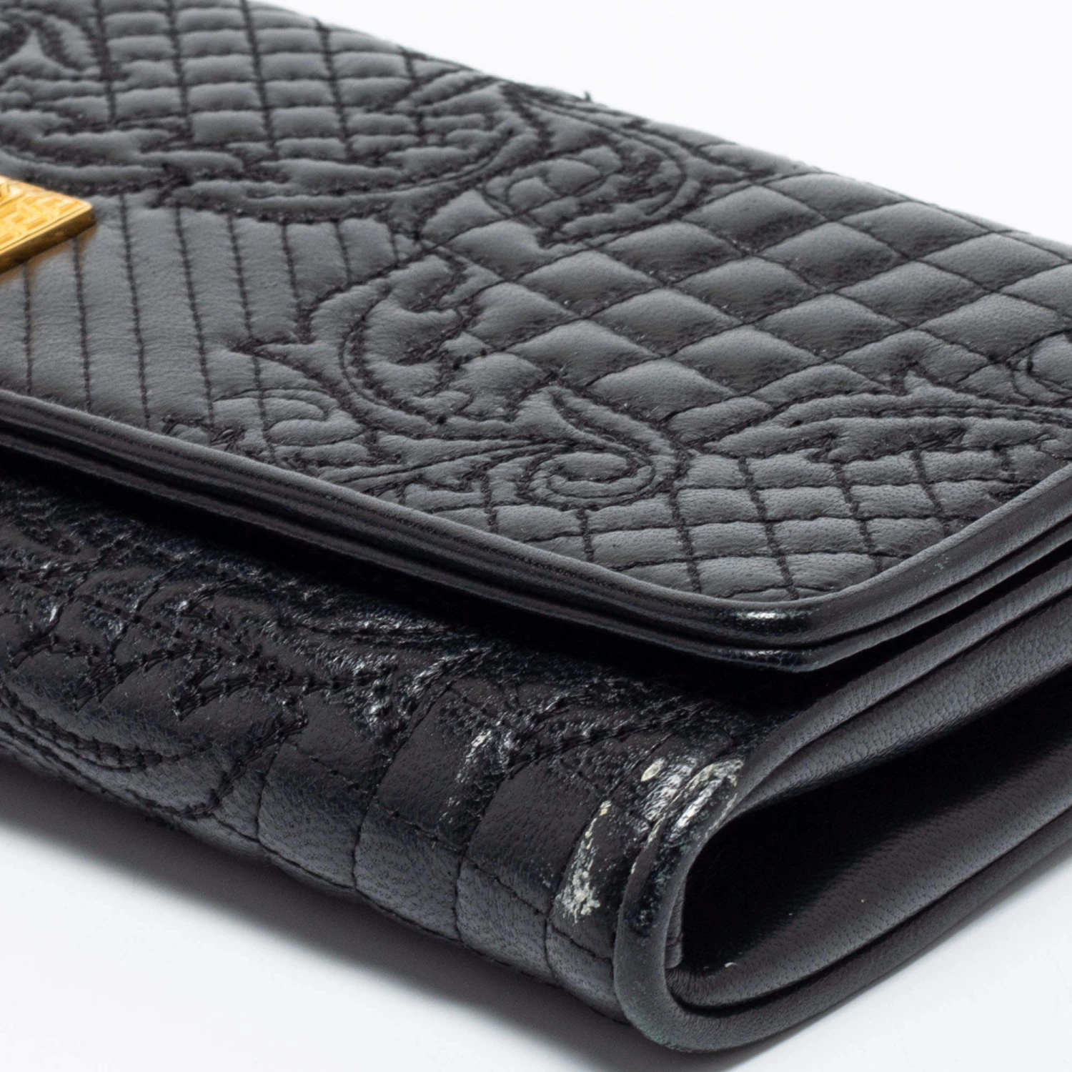 Versace Black Quilted Leather Medusa Chain Clutch For Women - Image 11
