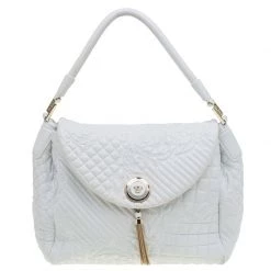 Versace Off White Leather Talia Vanitas Shoulder Bag For Women