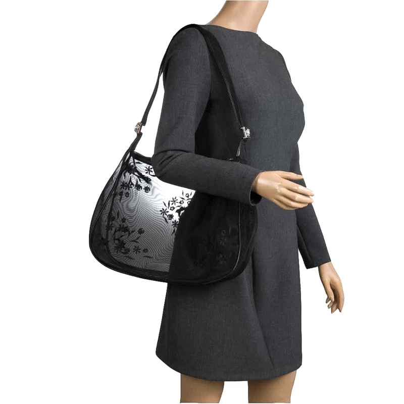 Versace Black Mesh Vintage Shoulder Bag For Women - Image 2