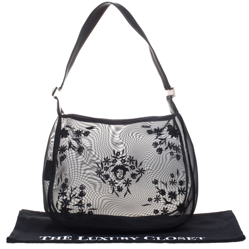 Versace Black Mesh Vintage Shoulder Bag For Women - Image 9