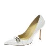 Versace White Leather Pointed Toe Pumps Size 36 For Women