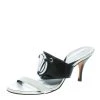 Versace Monochrome Leather Plaque Sandals Size 36 For Women
