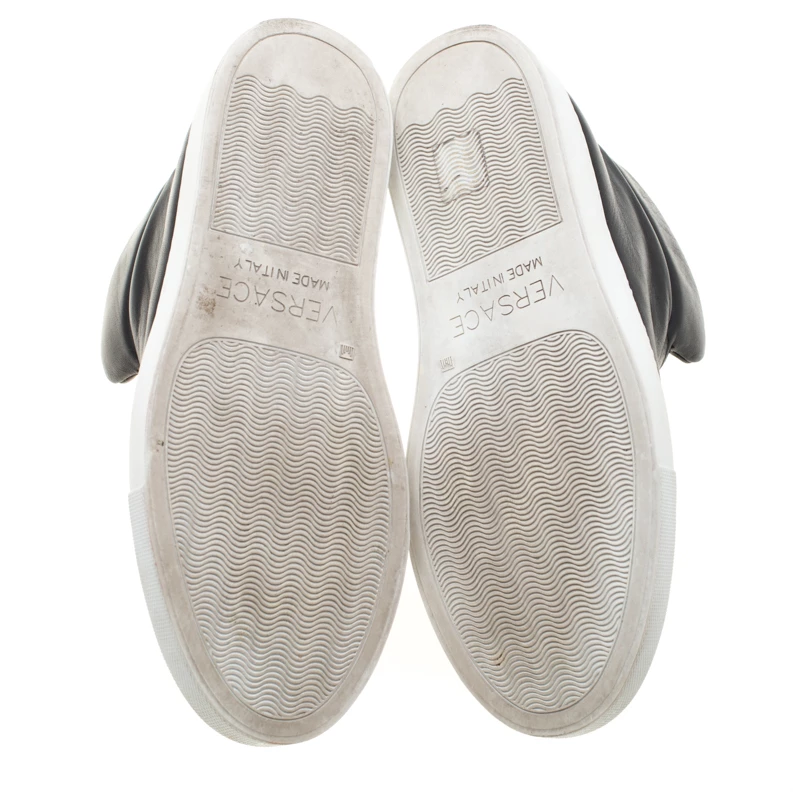 Versace Black Leather Medusa High Top Sneakers Size 38 For Women - Image 6