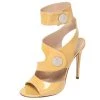Versace Mustard Patent Leather Cutout Open Toe Ankle Cuff Sandals Size 37.5 For Women
