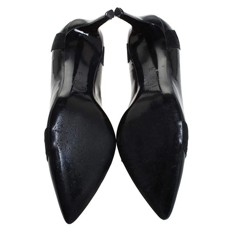 Versace Black Patent Leather Pointed Toe Pumps Size 39 For Women - Image 6