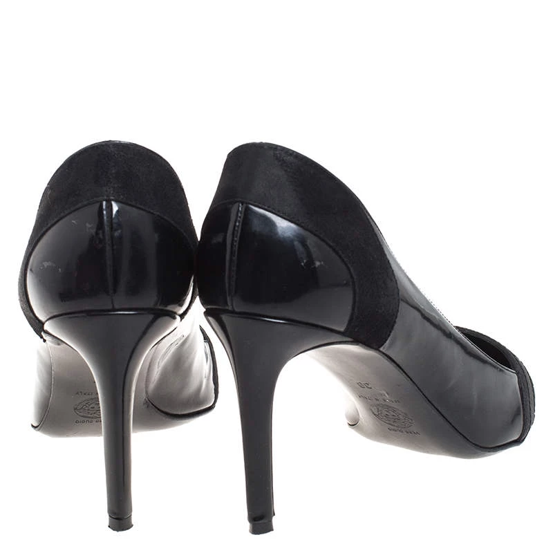 Versace Black Patent Leather Pointed Toe Pumps Size 39 For Women - Image 5